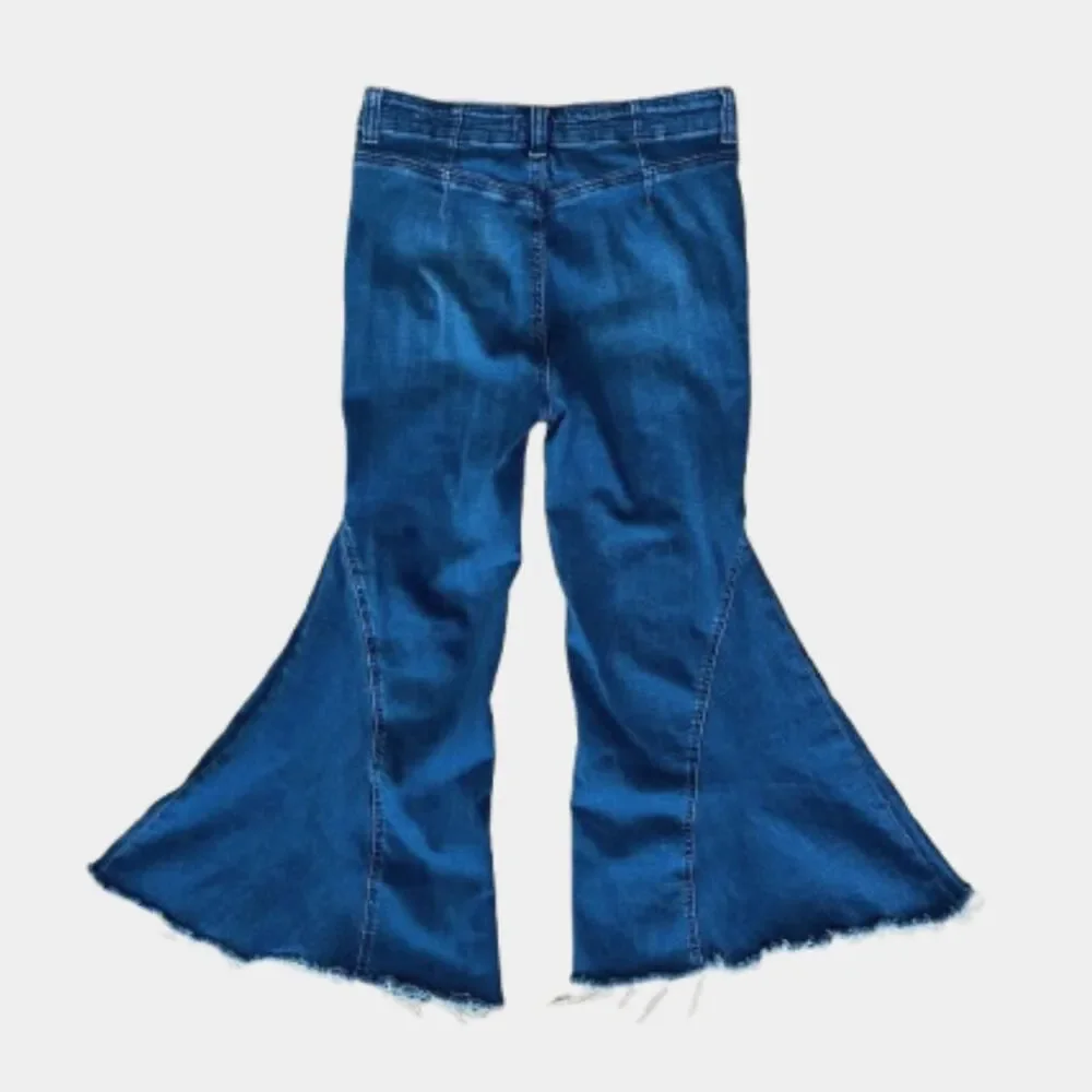 Free People We The Free Marque Flare Jeans size 30 Raw Hem Denim Bell Bottoms